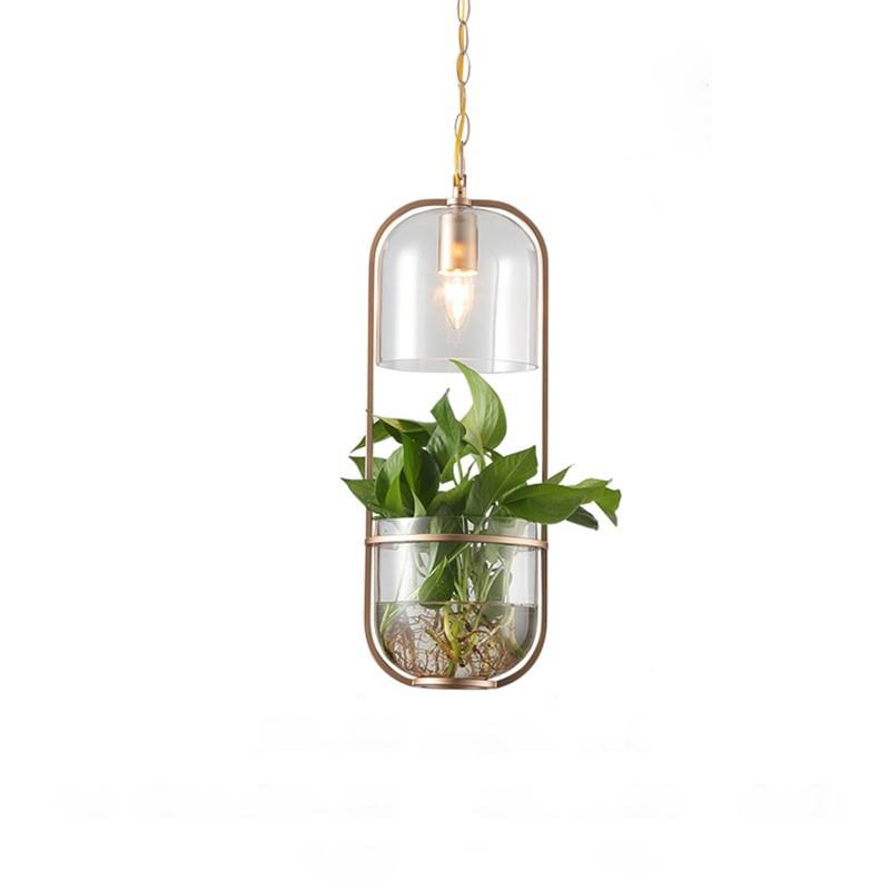 Water Plants Glass Pendelleuchte Pastorale ökologische Hängelampe