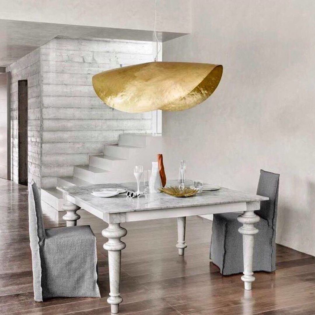 Hammered brass suspension light